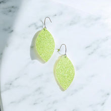 Load image into Gallery viewer, Lightest Green Chunky Glitter Leaf Shape Earrings - E103