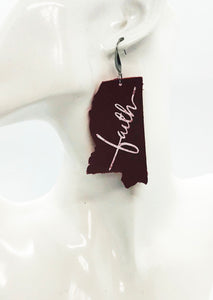 Red Mississippi "Faith" Leather Earrings - E19-2222