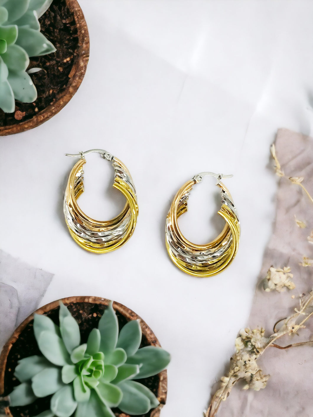 Twisted Stainless Steel Hoop Earrings - E19-3357