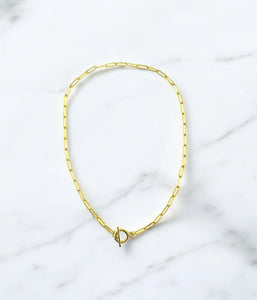 Stainless Steel Textured Paperclip Chain Necklace - N764