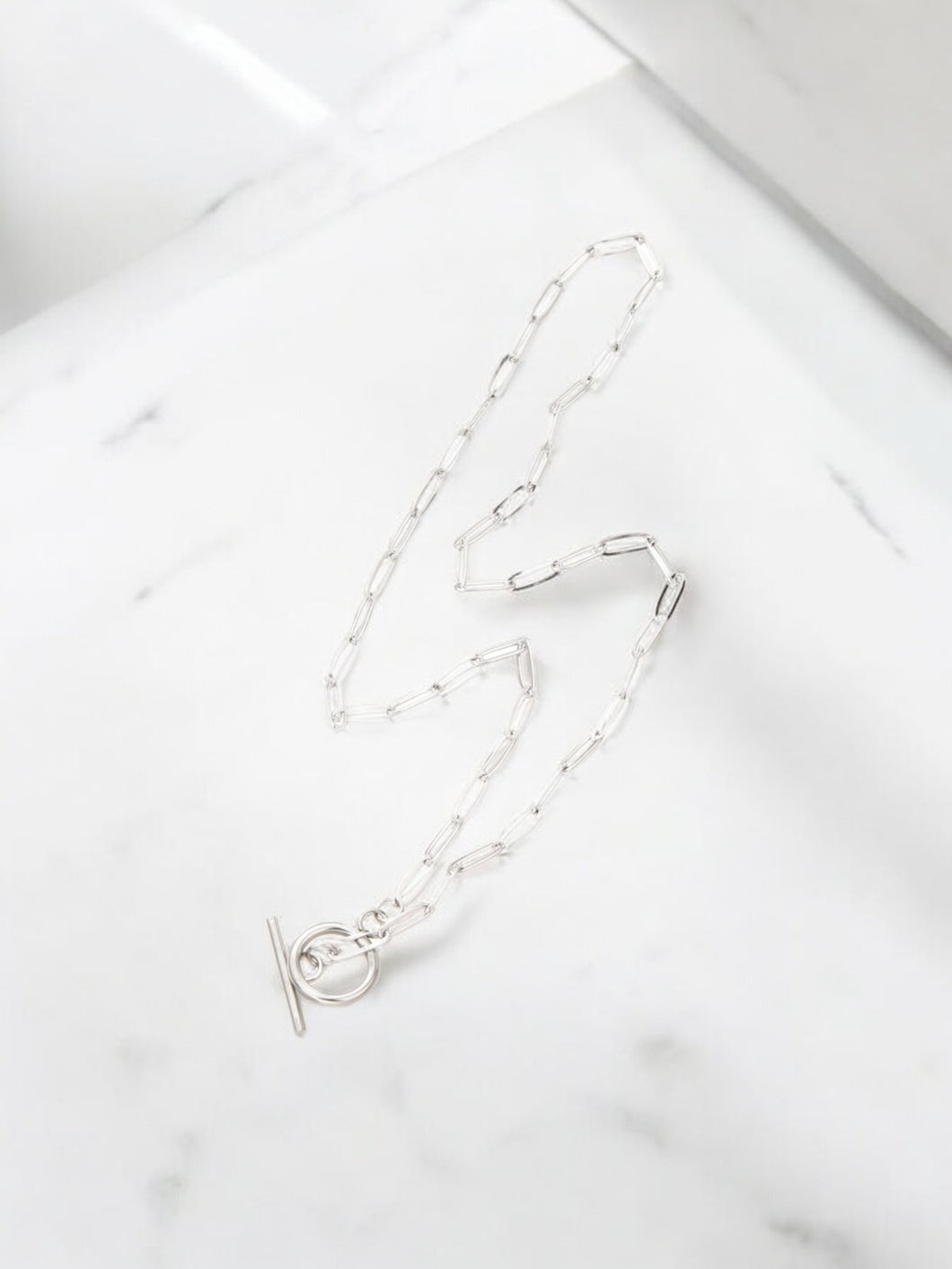 Stainless Steel Smooth Paperclip Chain Necklace - N770