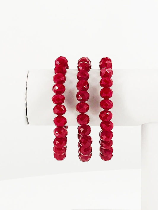 Red Glass Bead Stretchy Bracelet