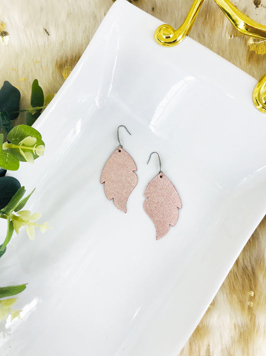 Rose Gold Weave Embossed Leather Earrings - E19-1473