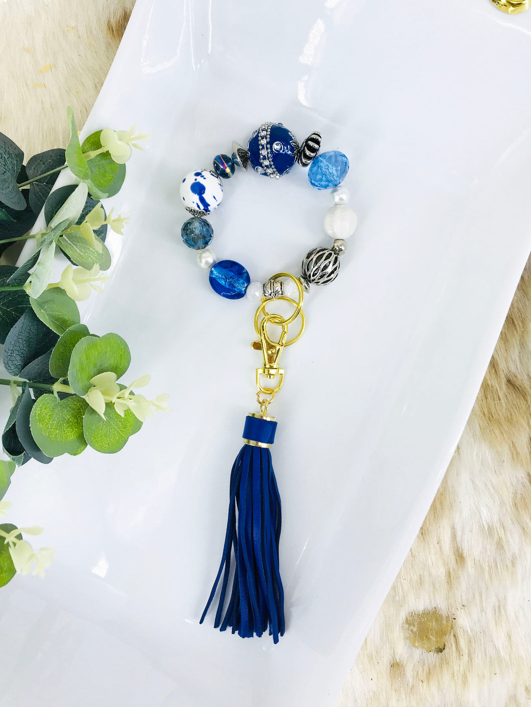 Glass Bead Bracelet Keychain – K248