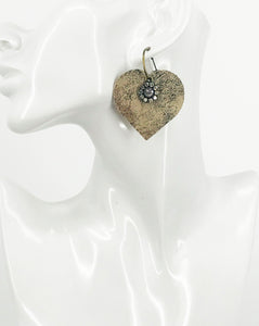 Platinum Heart Leather Hoop Earrings - E19-3468