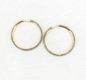 Rhinestone Hoop Earrings - E19-3702