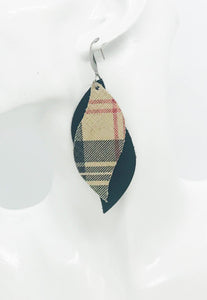 Black and Preppy Plaid Leather Earrings - E19-1024