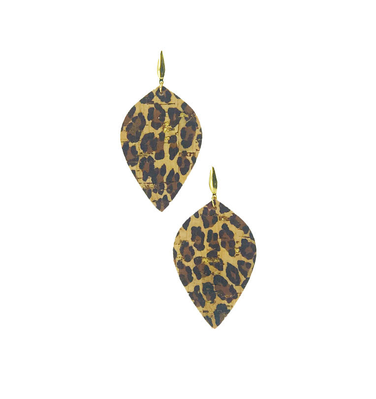 Baby Cheetah Cork Leather Earrings - E19-1065