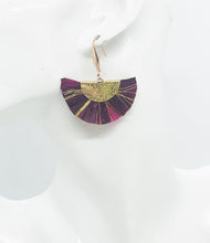 Load image into Gallery viewer, Maroon and Gold Fan Shaped Tassel Earrings - E19-1075