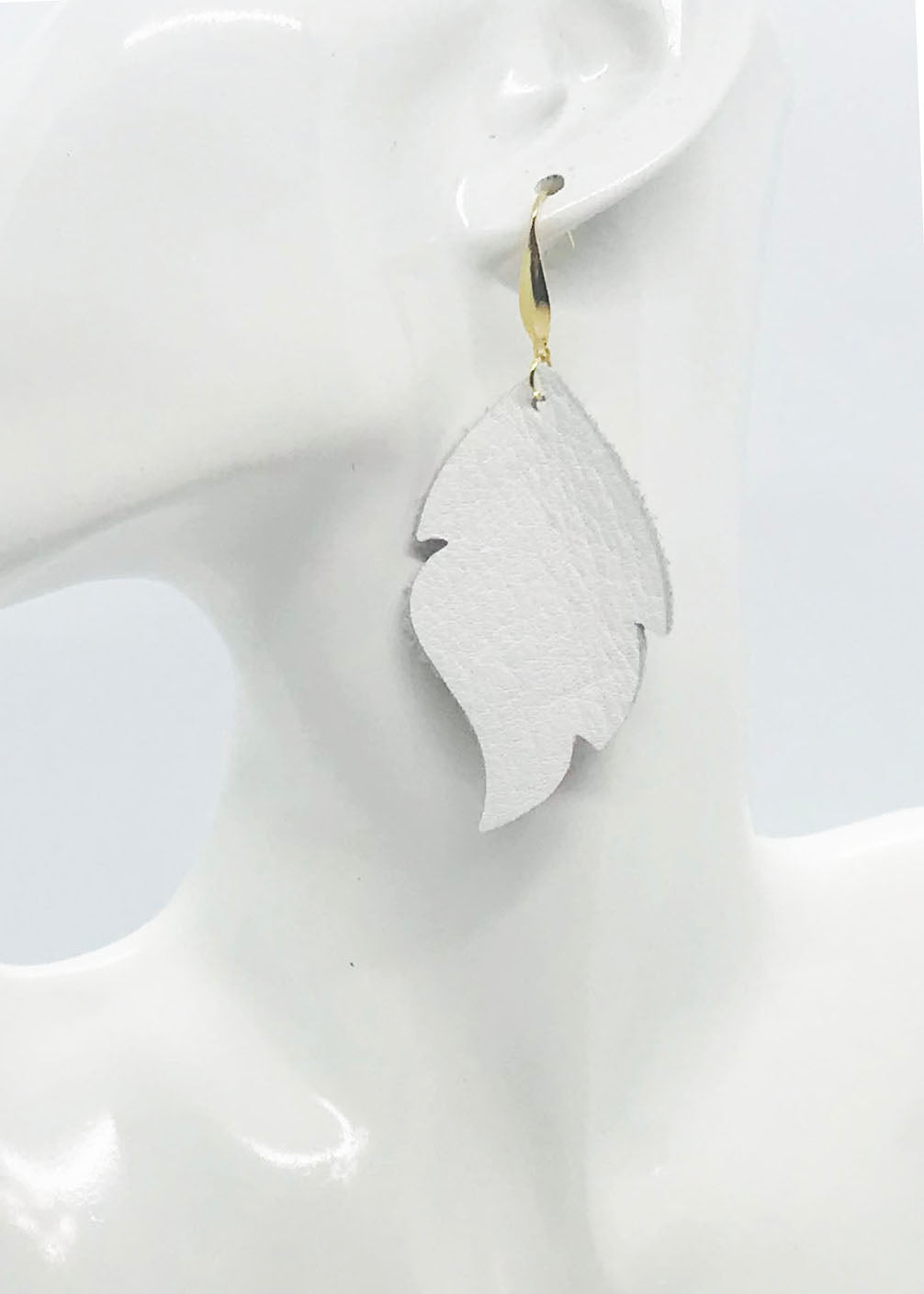 White Genuine Leather Earrings - E19-1535