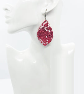 Metallic Red Snake Leather Earrings - E19-1628