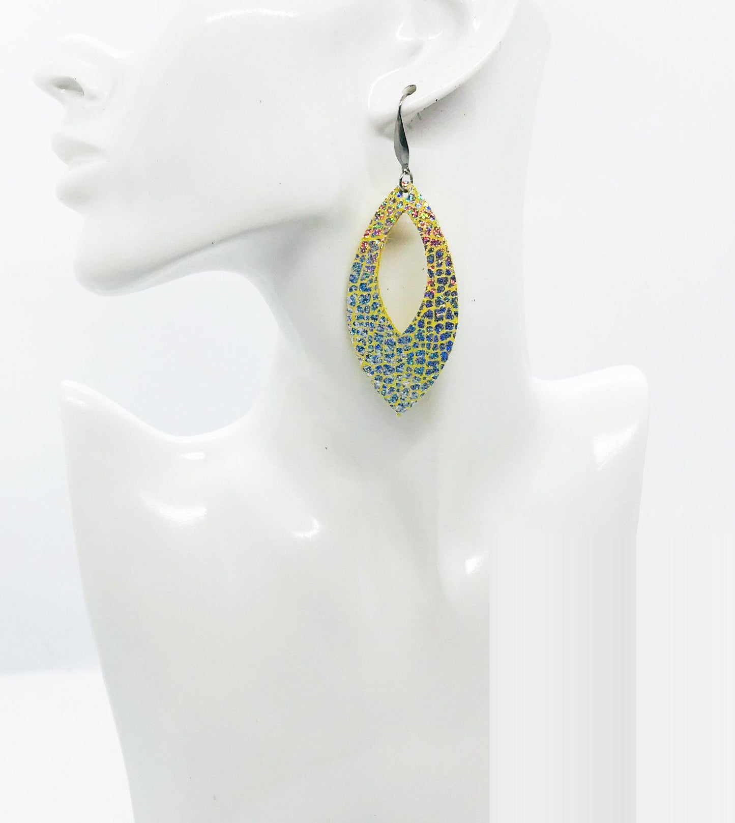 Cracked Iridescent Banana Leather Earrings - E19-1655