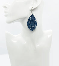 Load image into Gallery viewer, Navy Snake Leather Earrings - E19-1663