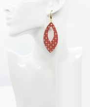 Load image into Gallery viewer, Floral Gold on Red Leather Earrings - E19-1672