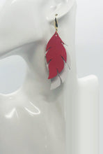 Load image into Gallery viewer, White Leather and Tropical Palm Leaf Leather Earrings - E19-1756