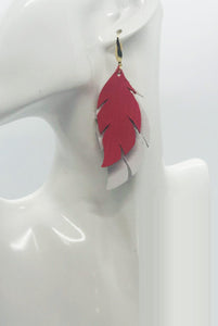 White Leather and Tropical Palm Leaf Leather Earrings - E19-1756