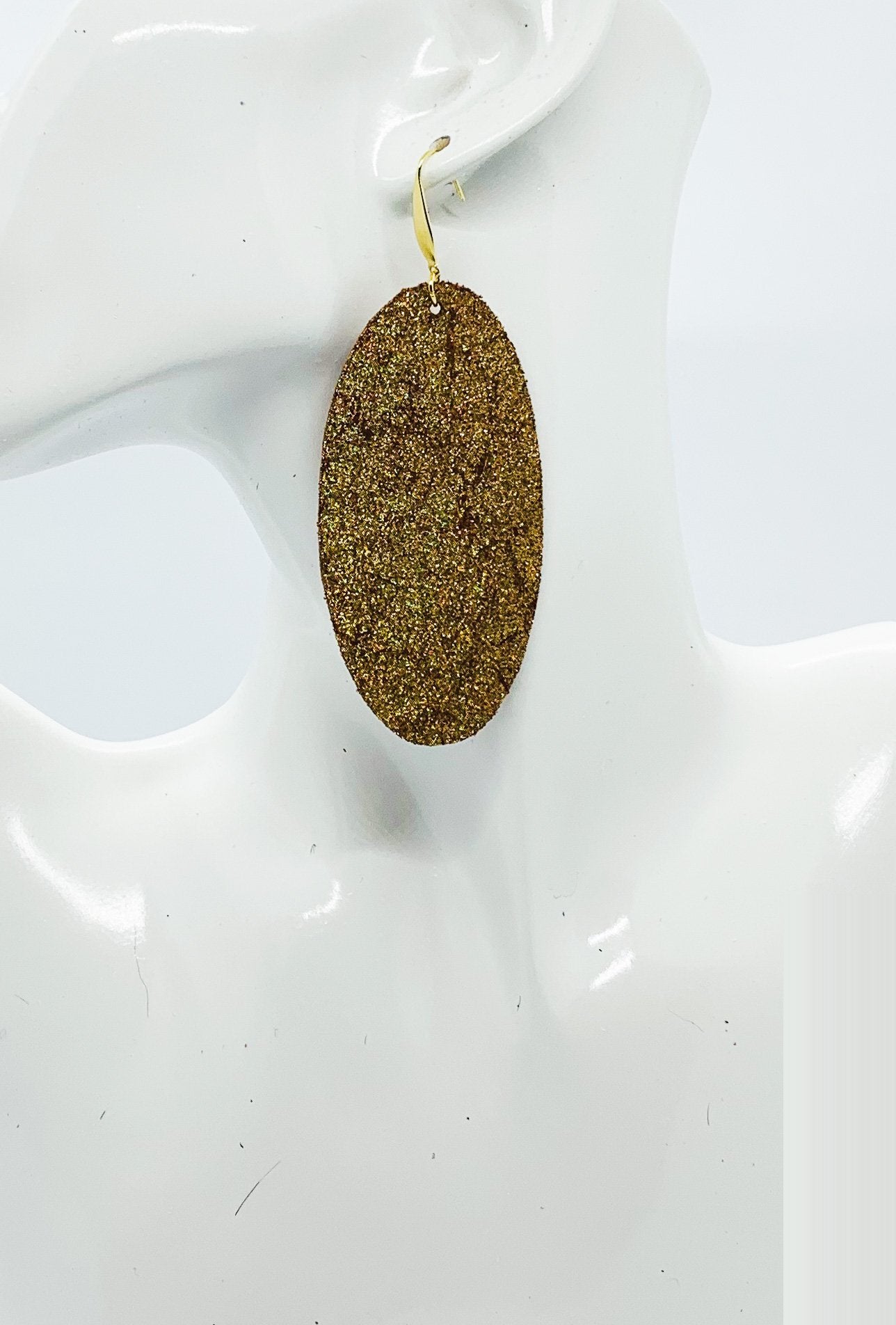 Vintage Crackle Gold Halo Leather Earrings - E19-1797