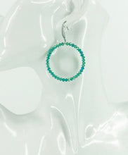 Load image into Gallery viewer, Green Glass Bead Hoop Earrings - E19-2409