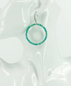 Green Glass Bead Hoop Earrings - E19-2409