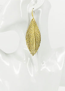 Pebbled Gold Leather Earrings - E19-2488