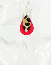 Load image into Gallery viewer, Coral and Cheetah Leather Earrings - E19-2813