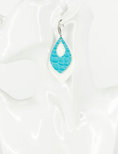 Load image into Gallery viewer, Ivory and Blue Alligator Faux Leather Earrings - E19-2850