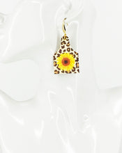 Load image into Gallery viewer, Sunflower Leopard Leather Cow Tag Earrings - E19-2859