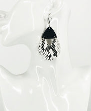 Load image into Gallery viewer, Black and White Snake Faux Leather Earrings - E19-2977