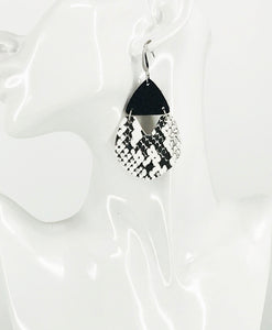 Black and White Snake Faux Leather Earrings - E19-2977