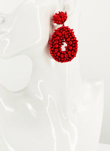 Red Bohemian Beaded Teardrop Earrings - E19-3067