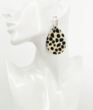 Load image into Gallery viewer, Hair On Spotted Leopard Leather Hoop Earrings - E19-3427