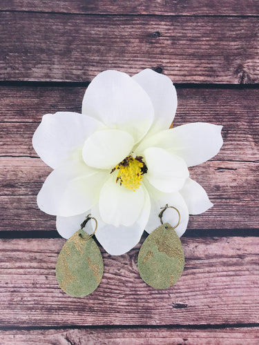 Camo Leather Hoop Earrings - E19-3436