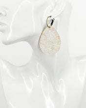 Load image into Gallery viewer, Distressed White Leather Hoop Earrings - E19-3531