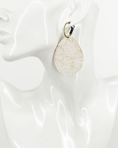 Distressed White Leather Hoop Earrings - E19-3531