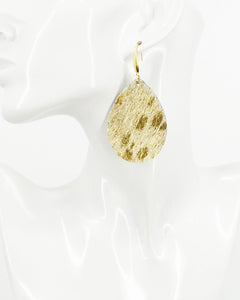 Hair On Metallic Gold Leather Earrings - E19-3537