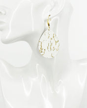 Load image into Gallery viewer, Metallic Gold and White Leather Earrings - E19-3551