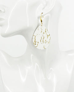 Metallic Gold and White Leather Earrings - E19-3551