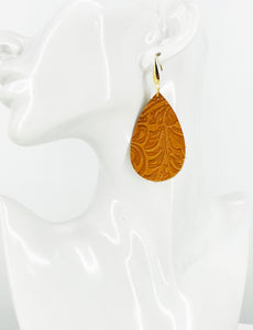 Light Brown Embossed Leather Earrings - E19-3659