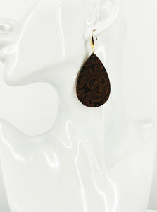 Brown Embossed Leather Earrings - E19-3661