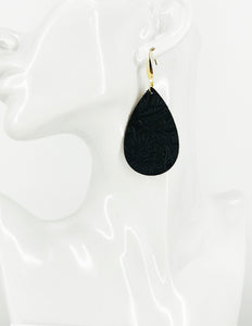 Dark Brown Embossed Leather Earrings - E19-3662