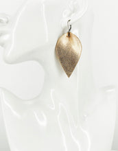 Load image into Gallery viewer, Metallic Rose Gold Pinched Leaf Leather Earrings - E19-3666