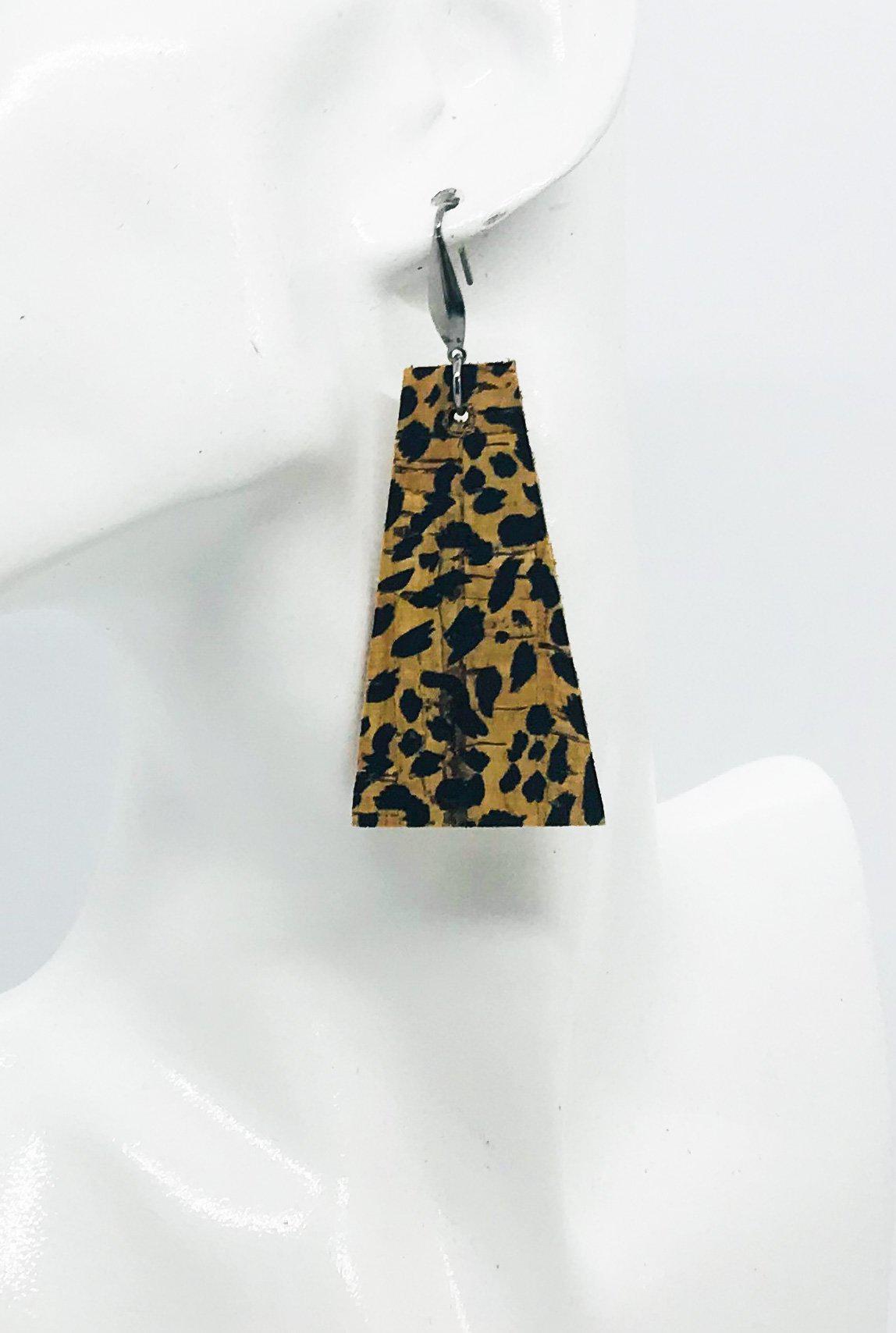 Spotted Cheetah Cork Leather Earrings - E19-865