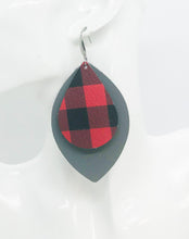 Load image into Gallery viewer, Gray and Buffalo Plaid Leather Earrings - E19-940