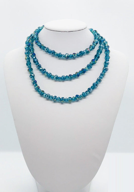 Dark Teal Glass Bead Necklace - N134