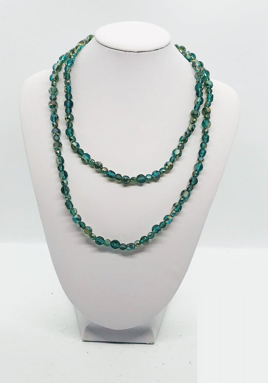 Dark Teal Glass Bead Necklace - N145