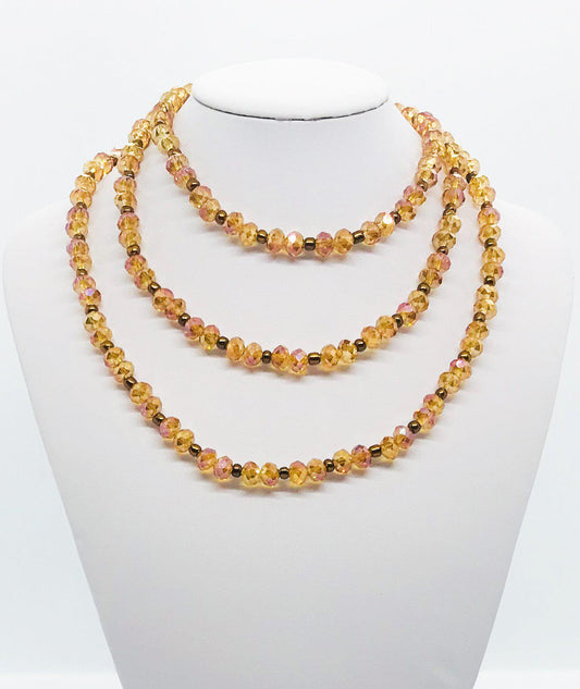 Tan and Brown Glass Bead Necklace - N161