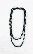 Load image into Gallery viewer, Black Knotted Glass Bead Necklace - N340